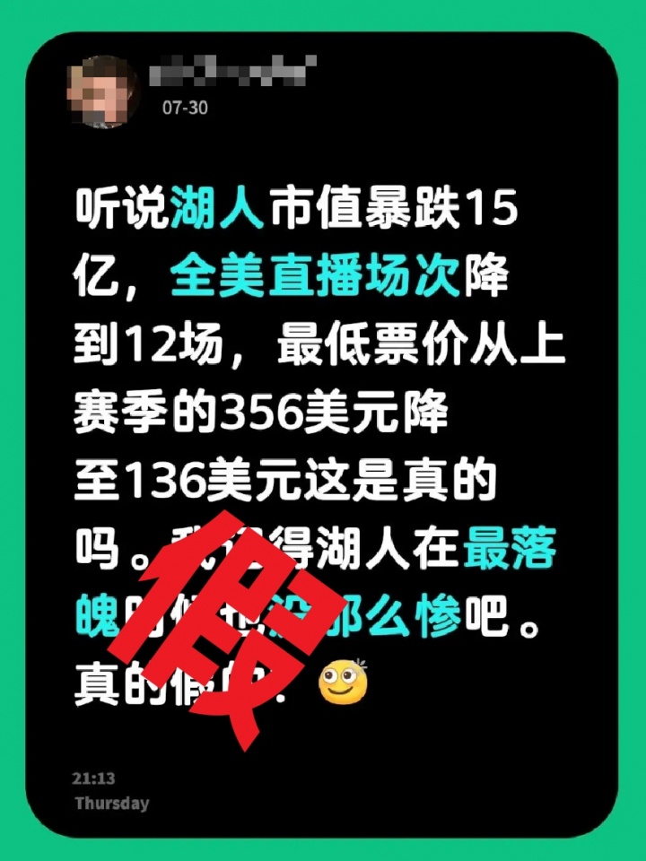 湖人全美直播场次暴跌不实 官方赛程八月中旬才出